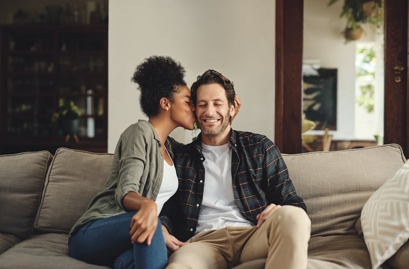 A woman showing her boyfriend love